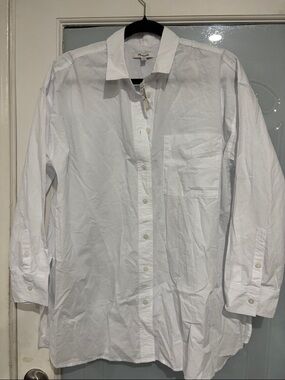 J crew Ladies White Button-Up Shirt - Classic Collared Dress Shirt